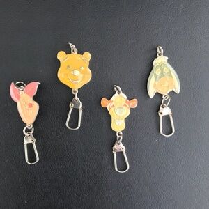 Disney Keychain Charms Eeyore Piglet Tigger Pooh Zipper Pull Charms